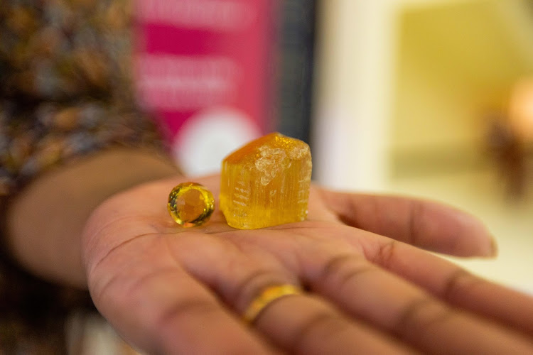 A display of minerals from the Voi Gemstone Value Addition Center on October 27, 2023.