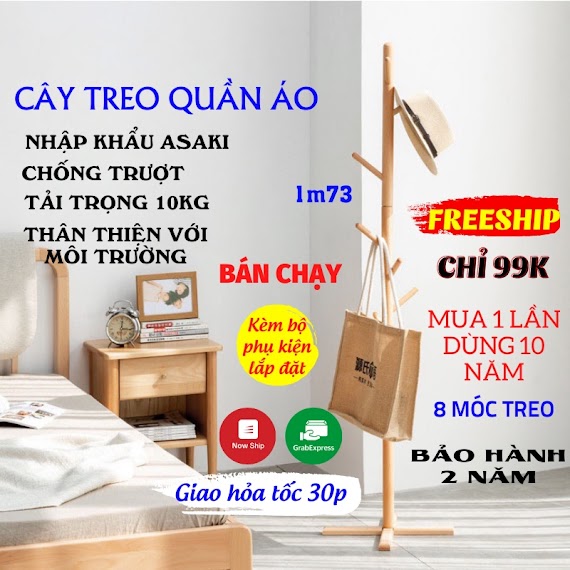 Giá Treo Đồ, Cây Treo Quần Áo Gỗ Phong Cách Hàn Quốc Decor Phòng Xinh Papaa.home