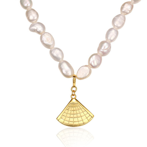 Title 8, Womens Sterling Silver Shell Pearl Necklace. E...