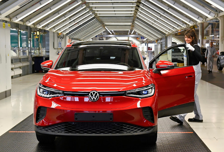 A Volkswagen ID. 4 electric car leaves the productiion line in Zwickau.