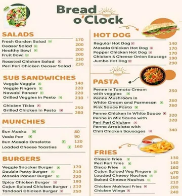 Bread O'Clock menu 