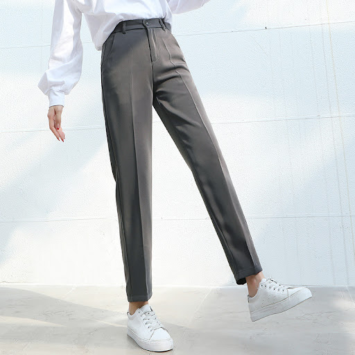 Title 6, High-waisted and loose draping pipe pants for a...