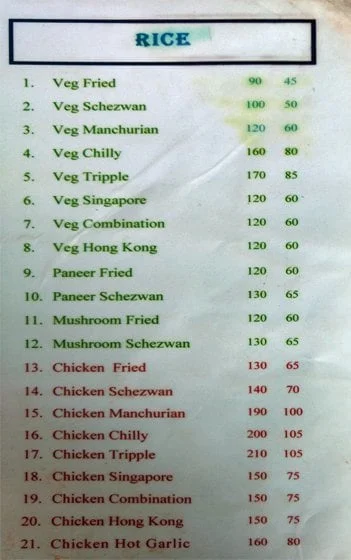 Mangalmurti Chinese Corner menu 