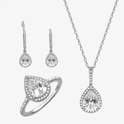 Title 4, Sterling Silver Three-piece Drop Ring Necklace ...