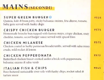 Jamie Oliver's Diner menu 