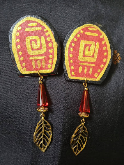 Handpainted Fabric Earrings Set