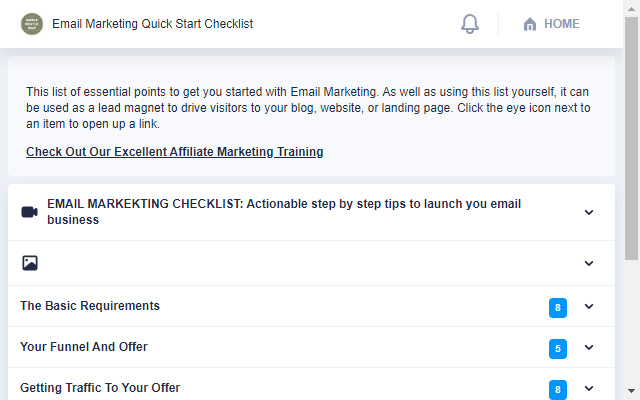 Marketing With Email Fast Start Checklist chrome extension