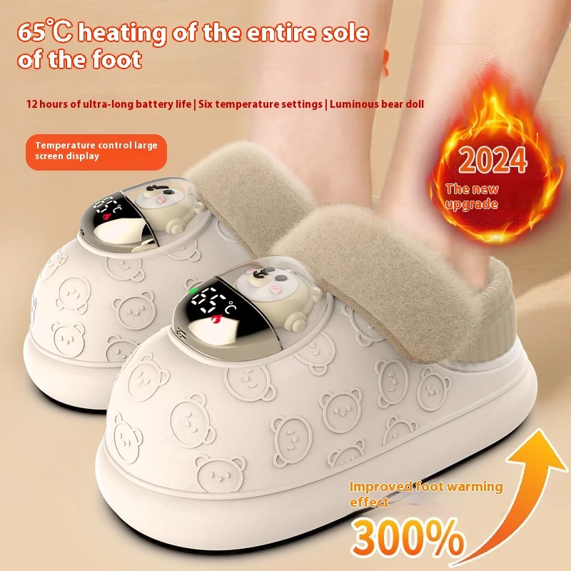 Sapatos de Aquecimento Recarregáveis para Casa com Termopar Elétrico Pés Quentes e Confortáveis Aquecimento Fácil e Seguro
