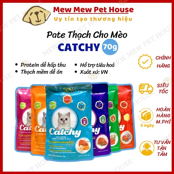 [Chính Hãng][Gía Rẻ][Date Xa]Pate Cho Mèo Con Và Mèo Trưởng Thành 5Plus Catchy Gói 70G