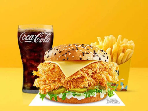 Zinger Chicken Burger With Salted Fries And Pepsi [250 Ml]