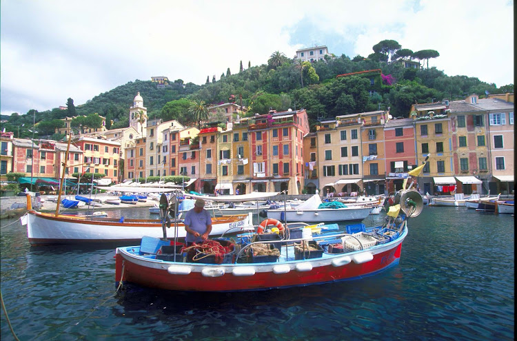 A scene along the harbor in Portofino, Italy. 