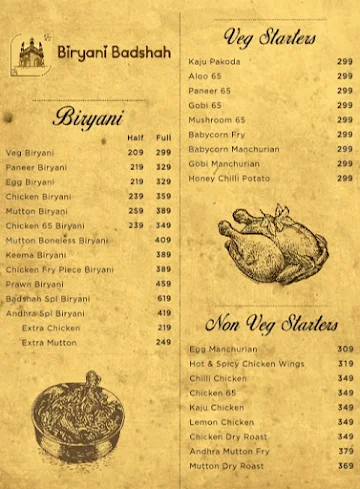 Biryani Badshah menu 