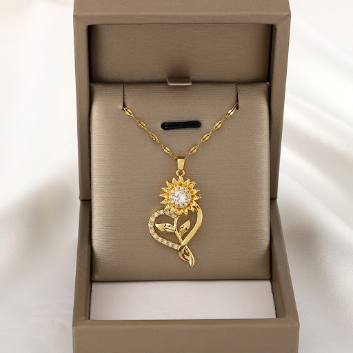 Title 2, Rotating SUNFLOWER Necklace Fashion Temperament...