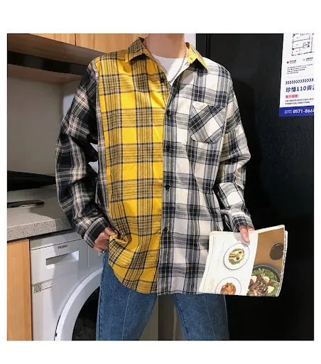 Title 19, Fashion Student Casual Long Sleeve Plaid Shirt,...