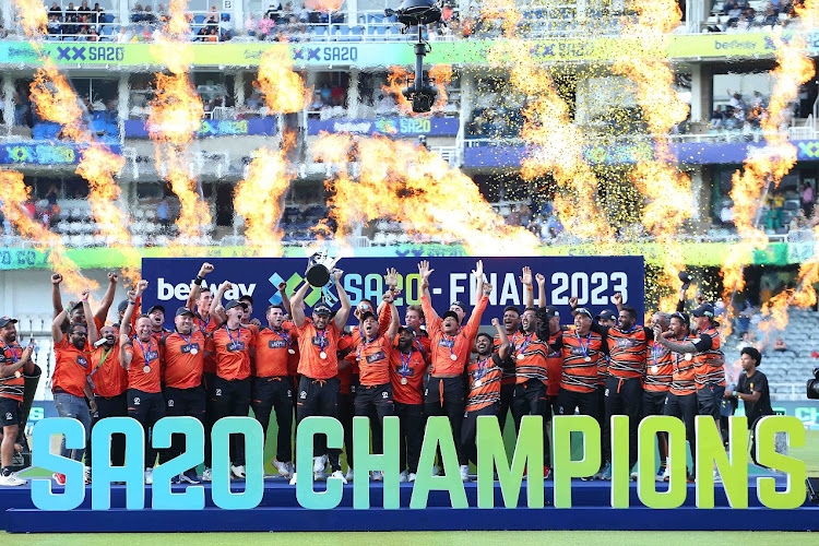 Sunrisers Eastern Cape celebrate winning the inaugural Betway SA20 at the Wanderers earlier this year. Picture: SA20