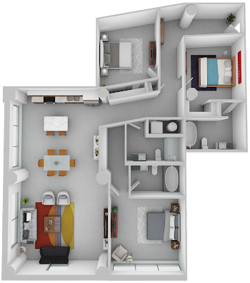 Go to Three Bed, Two Bath Floorplan page.