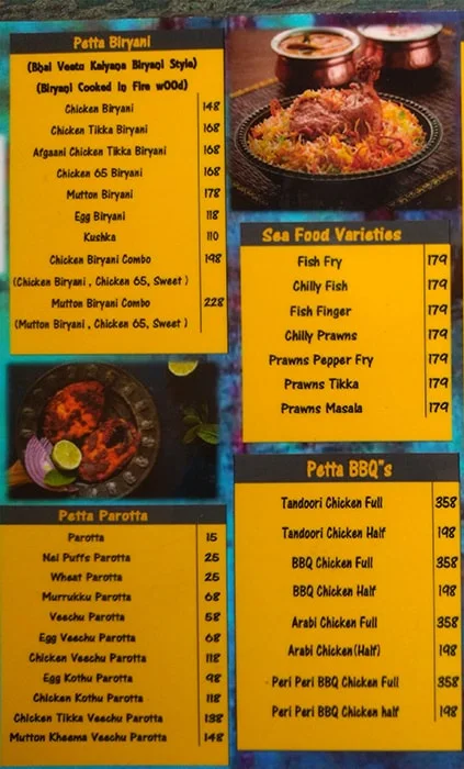 Kebab Petta menu 