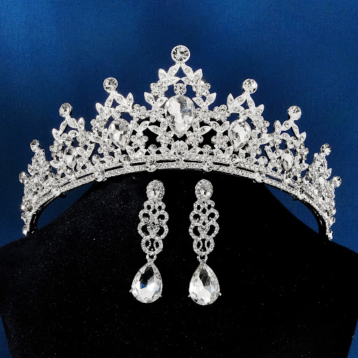 Title 5, Ladies Zircon Crown Eardrop Two-piece Set, a da...