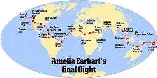 Image result for amelia earhart route of last flight map | Flight map, Amelia  earhart, Amelia