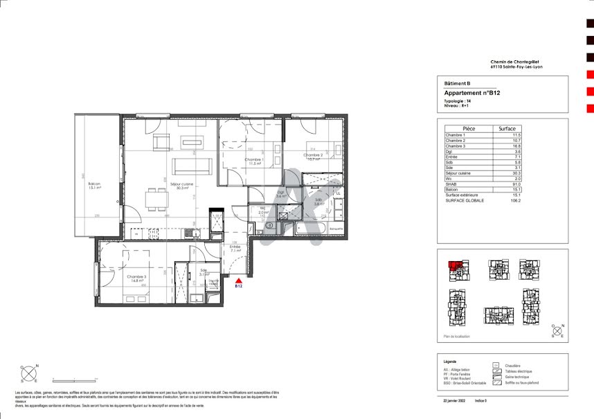 Vente appartement 4 pièces 91 m² à Sainte-Foy-lès-Lyon (69110), 587 000 €