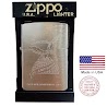 Bật Lửa Ziippo Mỹ Brush Chrome Khắc Ăn Mòn Chim Đại Bàng United States Of America, Mộc Đáy Ngược Sản Xuất 1994