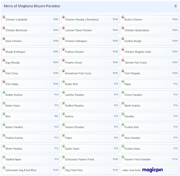 Meghana Biryani Paradise menu 
