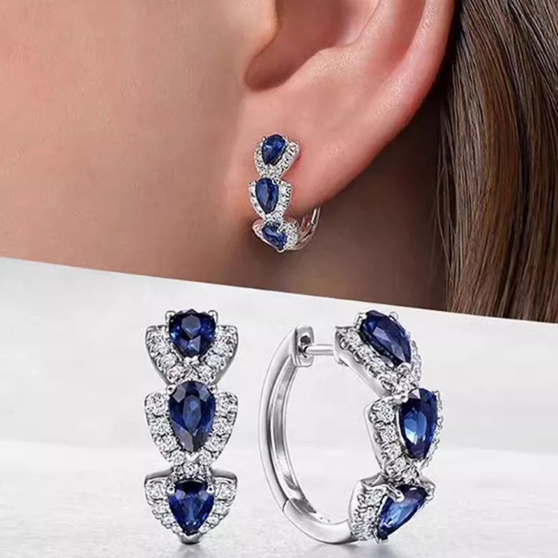 Klein Blue Zirconia Elegant Hoop Earrings, a perfect accessory to enhance your style with sparkling beauty and timeless 