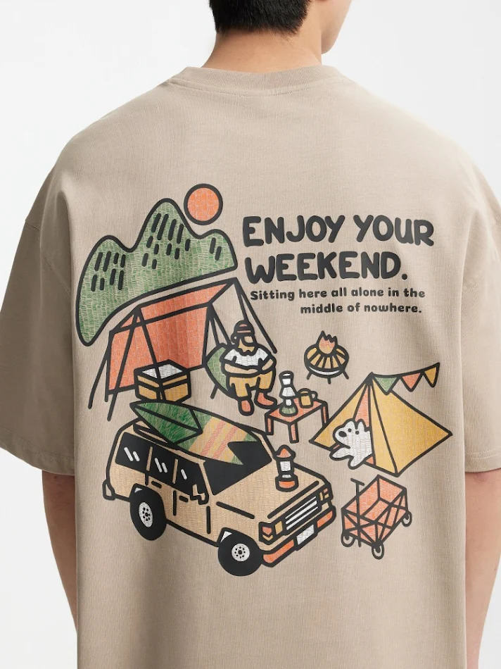 Outdoor Camping Bedrukte T-shirt Ademend en Comfortabel Perfect voor Wandelen en Outdoor Activiteiten, Uniek en Opvallend Design
