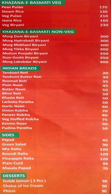 Moti Mahal Delux menu 