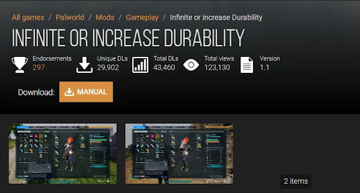 Infinite or Increase Durability Mod