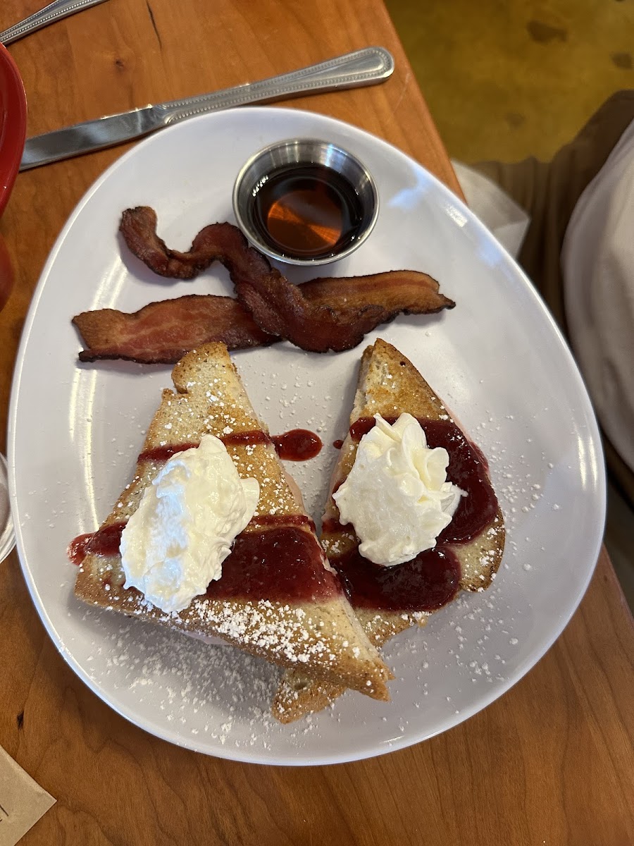 GF french toast - made an exception and added the cheesecake filling (not listed online as a GF option but it was a slow day) - NO UPCHARGE for GF bread!! Great flavor and service