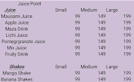 Juice Point menu 1