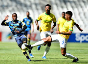 Luphumlo Sifumba of Cape Town City and Rushine De Rueck of Mamelodi Sundowns during their 0-0 DStv Premiership draw at Cape Town Stadium on Sunday.