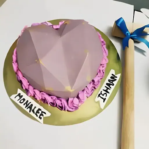 Purple Heart Shape Pinata Cake [600 Grams]