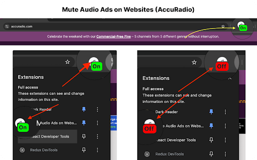 Mute Audio Ads on Websites (AccuRadio)
