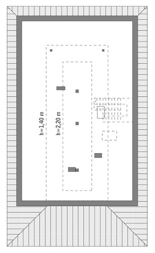 Na południe - wariant II - M157b - Rzut poddasza do indywidualnej adaptacji (46,7 m2 powierzchni użytkowej)