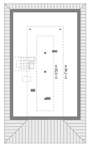 Na południe - wariant II - M157b - Rzut poddasza do indywidualnej adaptacji (46,7 m2 powierzchni użytkowej)