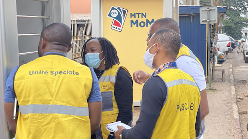 MTN Cameroon CEO Mitwa Kaemba Ng'ambi and team on MoMo charm offensive.