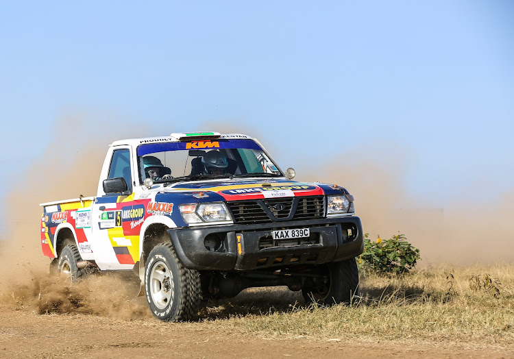 Rally guru Ian Duncan and his navigator Tej Sehmi speed in their crowd pulling Pick Up