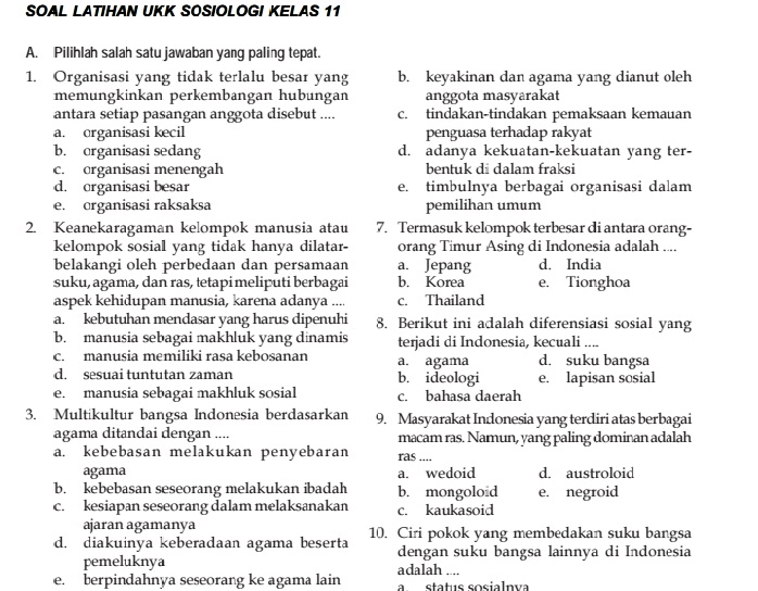 Soal Uas Pkn Smk Kls 10