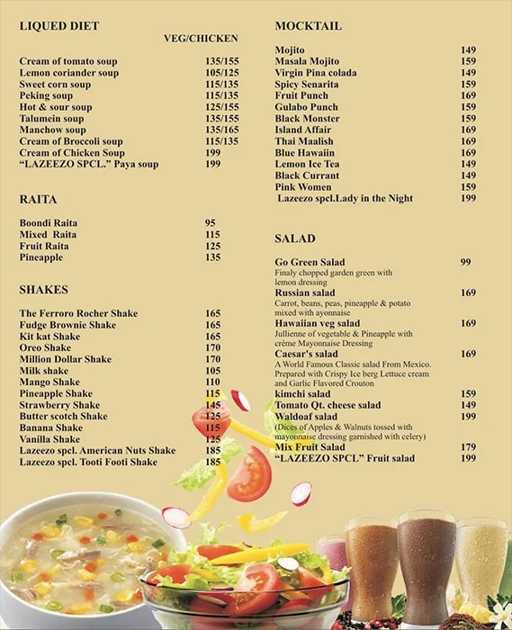 New Lazeezo Restaurant menu 