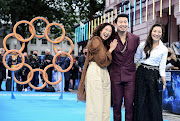 LONDON, ENGLAND - AUGUST 26:  (L-R) Sandra Oh, Simu Liu and Michelle Yeoh attend the 