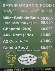 Satvik Organic menu 1