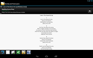 Worship and Praise Lyrics Screenshot