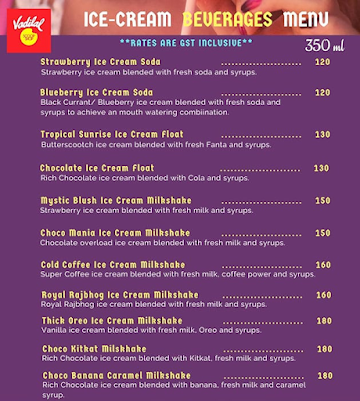 Vadilal Ice Creams menu 