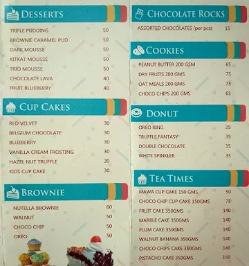 O Cakes menu 