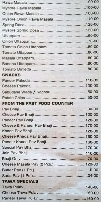 Hotel Prashant menu 