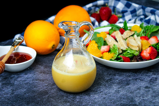 A jar of Hot Honey Vinaigrette.