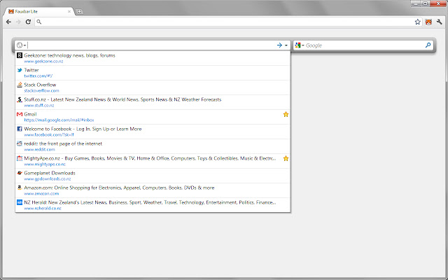 Fauxbar Lite chrome extension