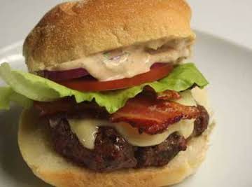 BLT Burgers with Swiss and Russian-Style Aioli with Garlic and Herbs